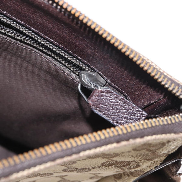 GUCCI GG Canvas Shoulder Bag Beige Silver 114273 Auth gh1525