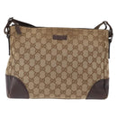 GUCCI GG Canvas Shoulder Bag Beige Silver 114273 Auth gh1525-13