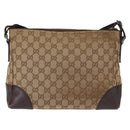 GUCCI GG Canvas Shoulder Bag Beige Silver 114273 Auth gh1525-2