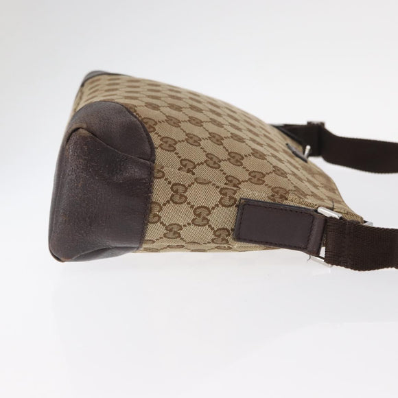 GUCCI GG Canvas Shoulder Bag Beige Silver 114273 Auth gh1525