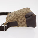 GUCCI GG Canvas Shoulder Bag Beige Silver 114273 Auth gh1525-4