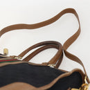 GUCCI Web Sherry Line GG Canvas Hand Bag 2way Black Gold Auth gh1528-14