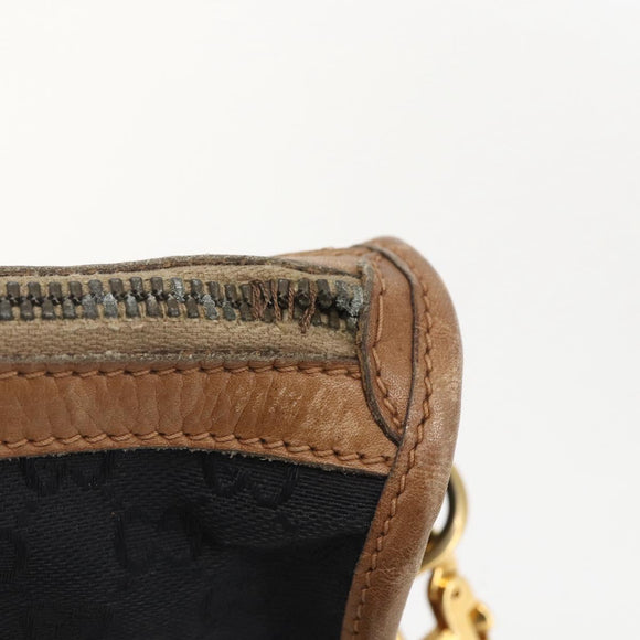 GUCCI Web Sherry Line GG Canvas Hand Bag 2way Black Gold Auth gh1528
