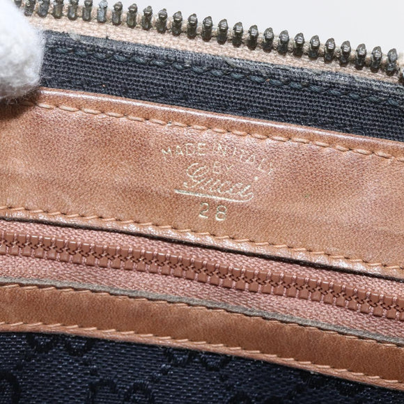 GUCCI Web Sherry Line GG Canvas Hand Bag 2way Black Gold Auth gh1528