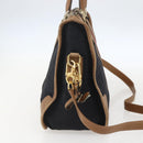 GUCCI Web Sherry Line GG Canvas Hand Bag 2way Black Gold Auth gh1528-3
