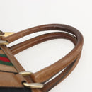 GUCCI Web Sherry Line GG Canvas Hand Bag 2way Black Gold Auth gh1528-8