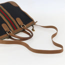 GUCCI Web Sherry Line GG Canvas Hand Bag 2way Black Gold Auth gh1528-9
