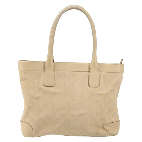 GUCCI GG Canvas Tote Bag Beige Gold 33890 Auth gh1529