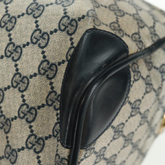 GUCCI GG Supreme Boston Bag PVC Navy Gold Auth gh1530