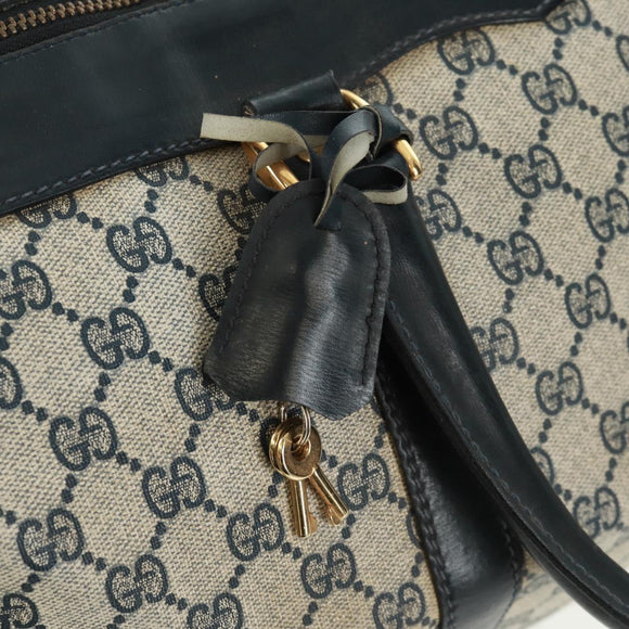 GUCCI GG Supreme Boston Bag PVC Navy Gold Auth gh1530