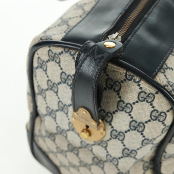 GUCCI GG Supreme Boston Bag PVC Navy Gold Auth gh1530