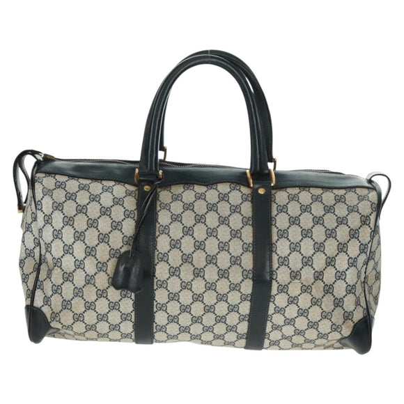 GUCCI GG Supreme Boston Bag PVC Navy Gold Auth gh1530