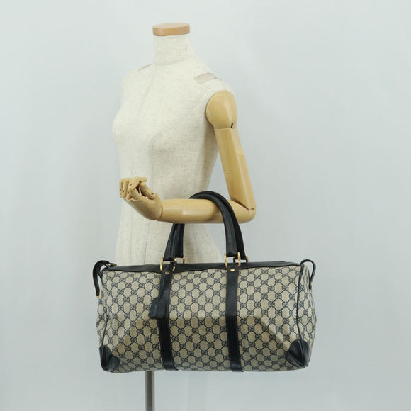 GUCCI GG Supreme Boston Bag PVC Navy Gold Auth gh1530