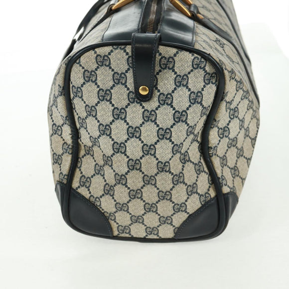 GUCCI GG Supreme Boston Bag PVC Navy Gold Auth gh1530