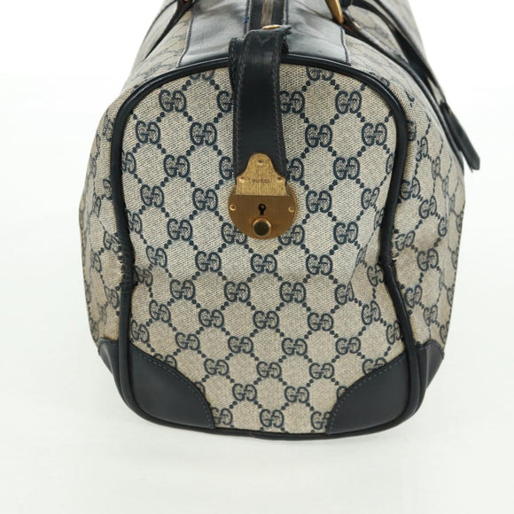 GUCCI GG Supreme Boston Bag PVC Navy Gold Auth gh1530