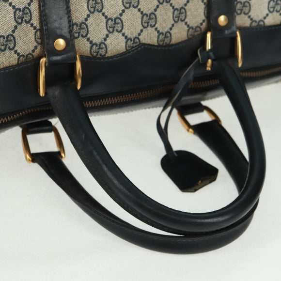 GUCCI GG Supreme Boston Bag PVC Navy Gold Auth gh1530