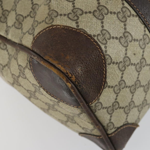 GUCCI GG Supreme Web Sherry Line Boston Bag PVC Beige Gold Auth gh1531