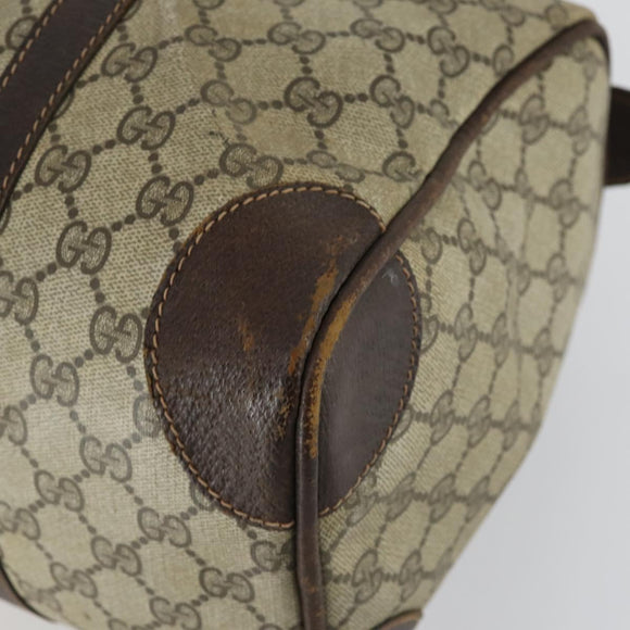 GUCCI GG Supreme Web Sherry Line Boston Bag PVC Beige Gold Auth gh1531