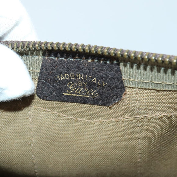 GUCCI GG Supreme Web Sherry Line Boston Bag PVC Beige Gold Auth gh1531