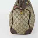 GUCCI GG Supreme Web Sherry Line Boston Bag PVC Beige Gold Auth gh1531-3