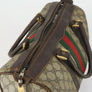 GUCCI GG Supreme Web Sherry Line Boston Bag PVC Beige Gold Auth gh1531-6
