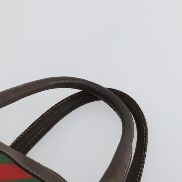 GUCCI GG Supreme Web Sherry Line Boston Bag PVC Beige Gold Auth gh1531