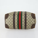 GUCCI GG Supreme Web Sherry Line Boston Bag PVC Beige Gold Auth gh1531-5