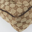 GUCCI GG Canvas Shoulder Bag Beige Silver 131211 Auth gh1532-15