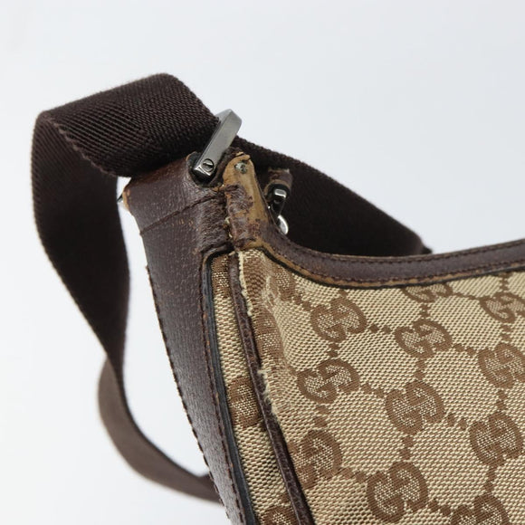 GUCCI GG Canvas Shoulder Bag Beige Silver 131211 Auth gh1532