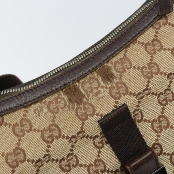 GUCCI GG Canvas Shoulder Bag Beige Silver 131211 Auth gh1532