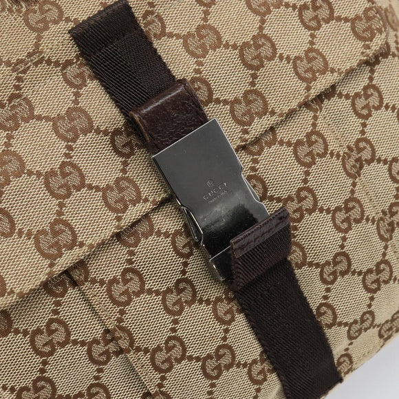 GUCCI GG Canvas Shoulder Bag Beige Silver 131211 Auth gh1532