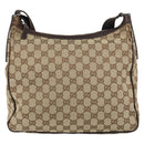 GUCCI GG Canvas Shoulder Bag Beige Silver 131211 Auth gh1532-2