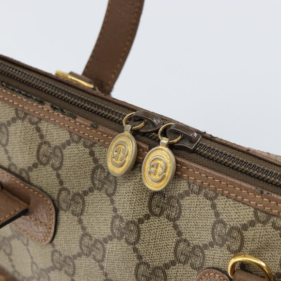 GUCCI GG Supreme Hand Bag PVC Beige Gold Auth gh1534