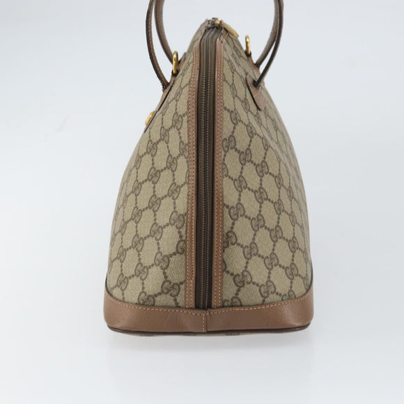 GUCCI GG Supreme Hand Bag PVC Beige Gold Auth gh1534