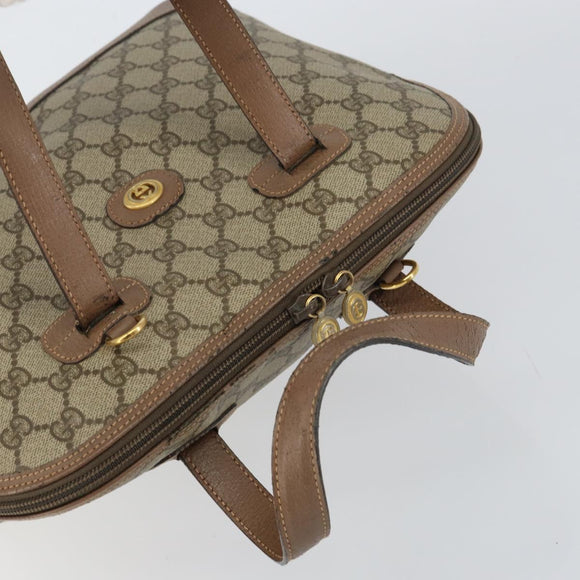 GUCCI GG Supreme Hand Bag PVC Beige Gold Auth gh1534