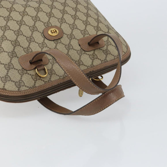 GUCCI GG Supreme Hand Bag PVC Beige Gold Auth gh1534