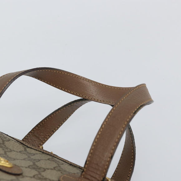 GUCCI GG Supreme Hand Bag PVC Beige Gold Auth gh1534