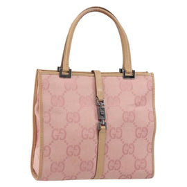 GUCCI GG Canvas Jackie Hand Bag Pink Silver 002 1065 Auth gh1535A