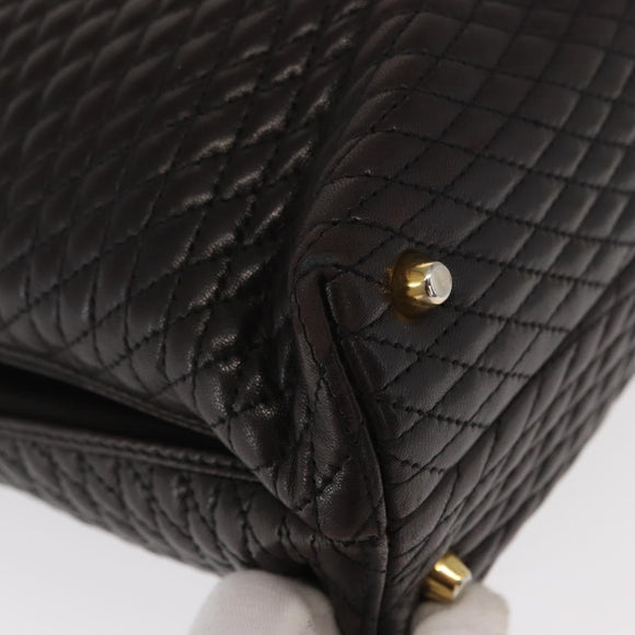 BALLY Chain Shoulder Bag Leather Brown Gold Auth gh1537