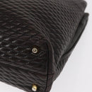 BALLY Chain Shoulder Bag Leather Brown Gold Auth gh1537-14