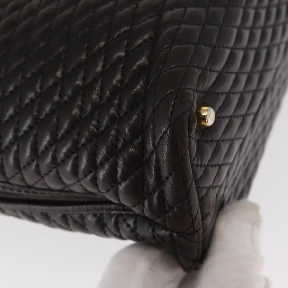 BALLY Chain Shoulder Bag Leather Brown Gold Auth gh1537