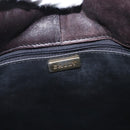 BALLY Chain Shoulder Bag Leather Brown Gold Auth gh1537-10