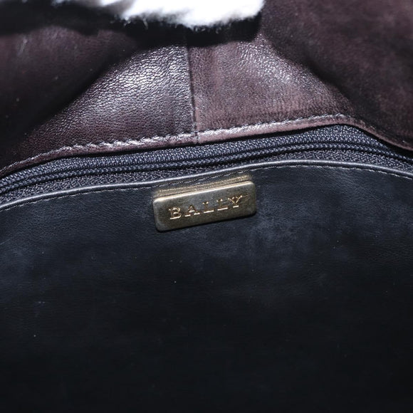 BALLY Chain Shoulder Bag Leather Brown Gold Auth gh1537