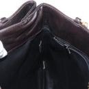 BALLY Chain Shoulder Bag Leather Brown Gold Auth gh1537-19