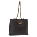 BALLY Chain Shoulder Bag Leather Brown Gold Auth gh1537-1
