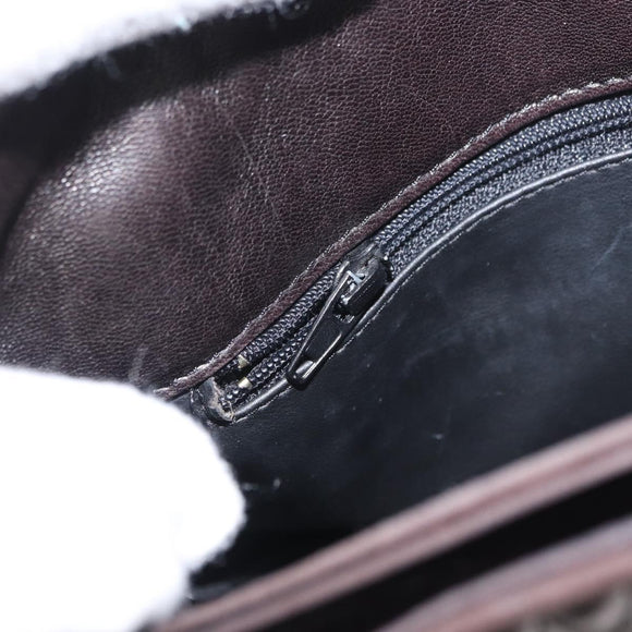 BALLY Chain Shoulder Bag Leather Brown Gold Auth gh1537