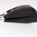 BALLY Chain Shoulder Bag Leather Brown Gold Auth gh1537-4
