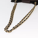 BALLY Chain Shoulder Bag Leather Brown Gold Auth gh1537-7