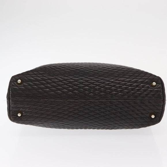 BALLY Chain Shoulder Bag Leather Brown Gold Auth gh1537