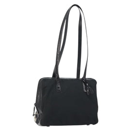 PRADA Tote Bag Nylon Black Silver Auth gh1539